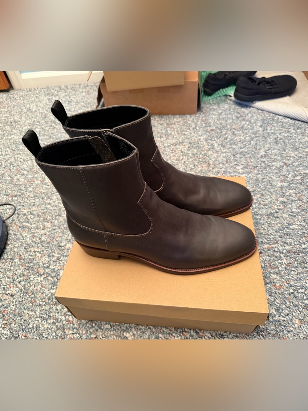 Men’s Steve Madden Hendrik dress boots size 12 black/grey leather zipper new NIB